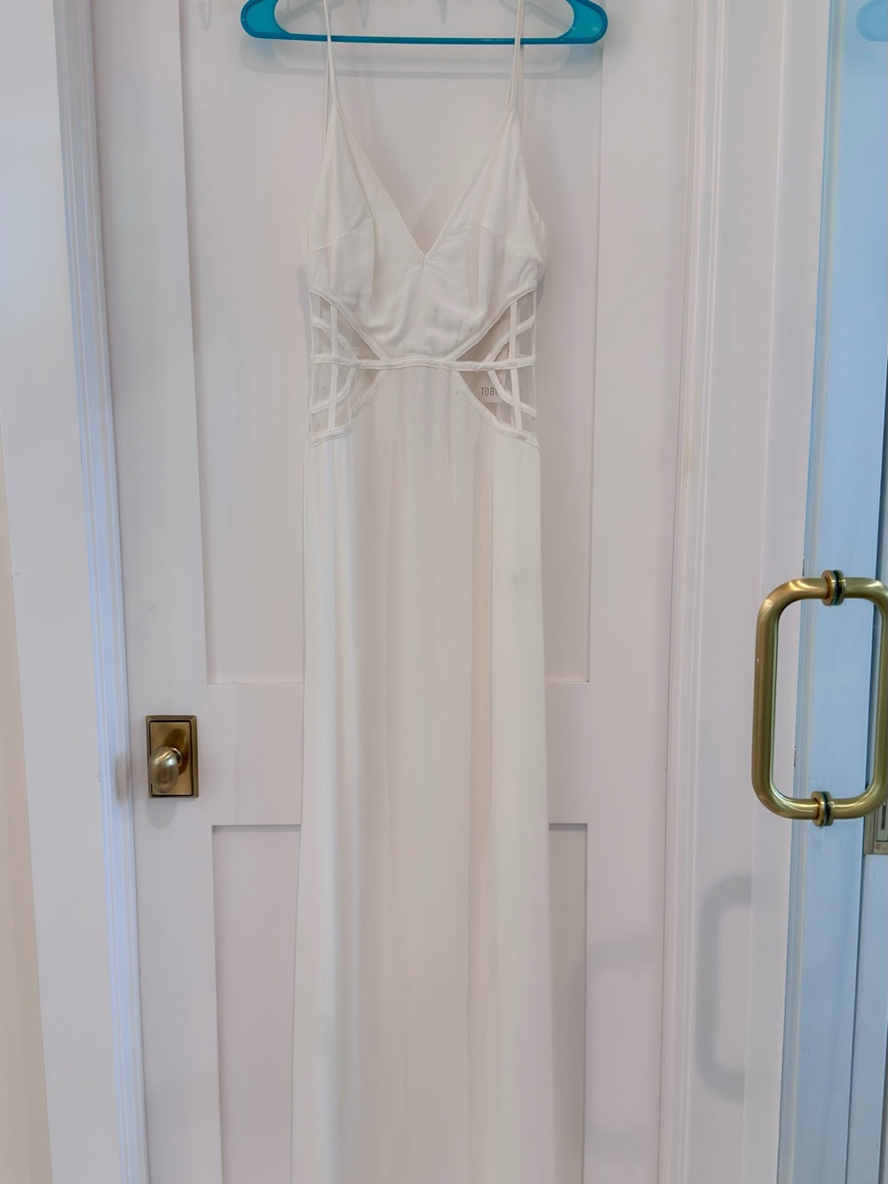 Tobi White Maxi Dress with Strappy Side Cutouts